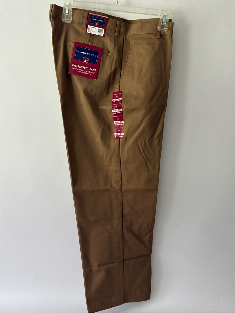 Saddlebred Men's Flat Front Chinos 40x29 Pants Brit Khaki B951002 NWT